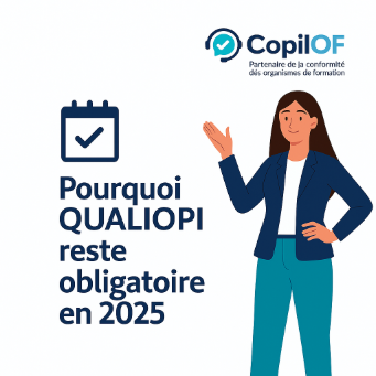Une femme professionnelle expliquant que la certification QUALIOPI reste obligatoire